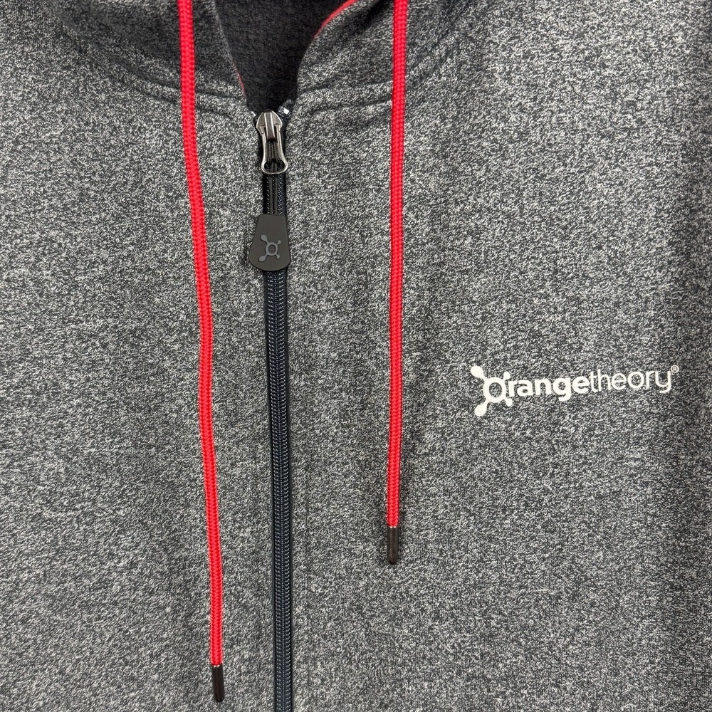 Orangetheory Fitness Mens XXL Full Zip Cotton Blend Hoodie Jacket Gray Red Trim - Picture 5 of 10